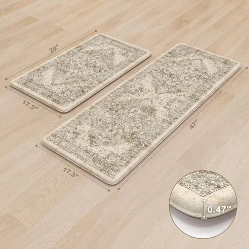 New 2Pcs Anti Fatigue Kitchen Mats, Non Slip Cushioned Waterproof Area Rugs